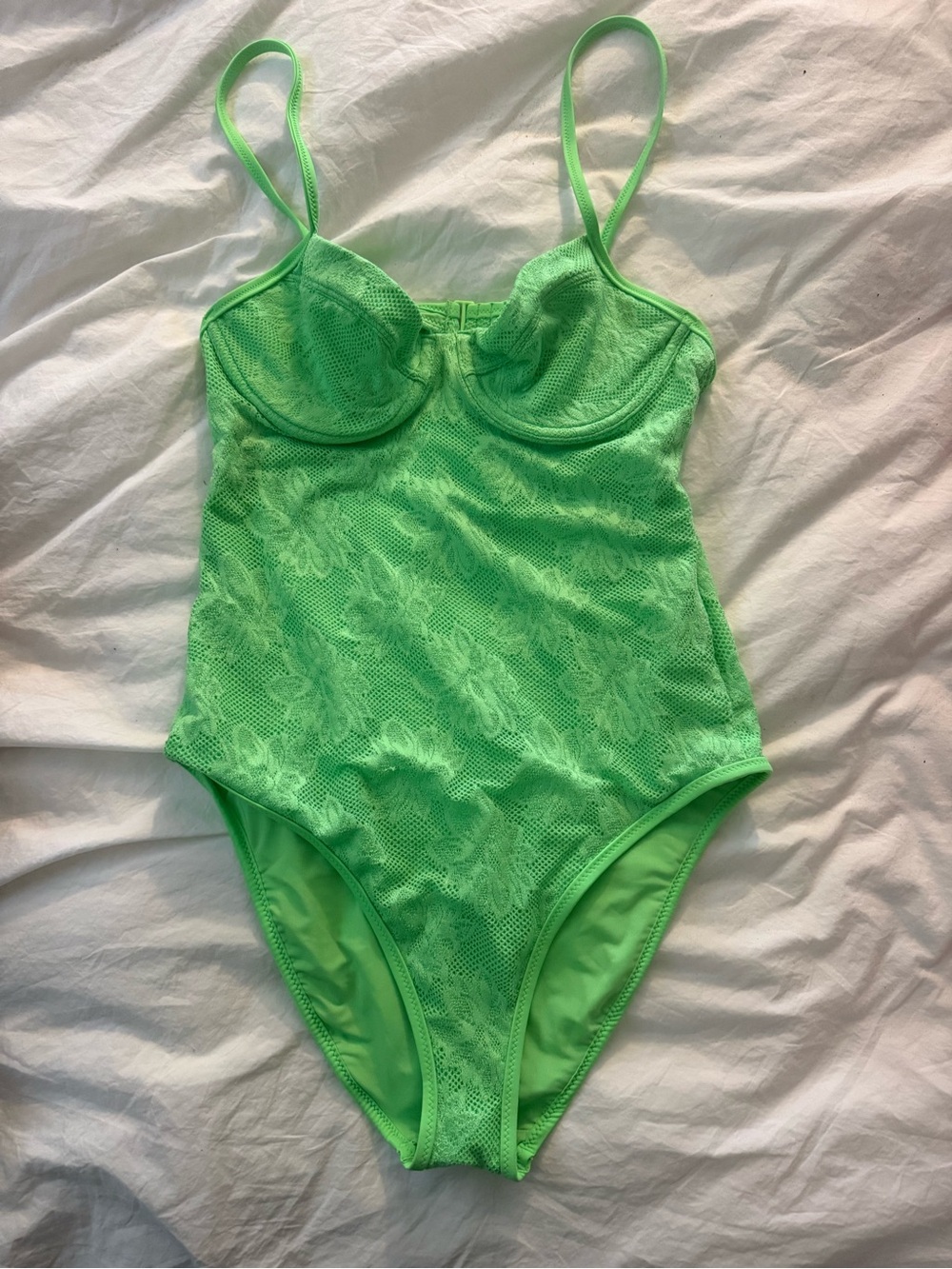 Aerie Neon Green Lace One-Piece Swimsuit
